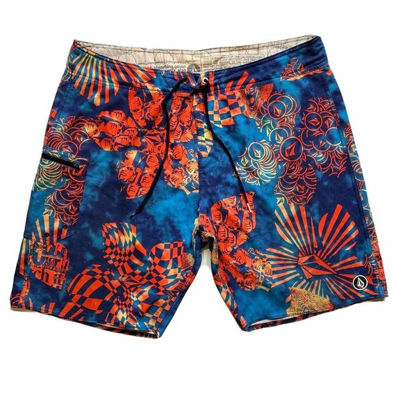 Volcom Lido Weedo Board Shorts Swim Trunks Mens 40 Stretch Floral Print Colorful - Picture 1 of 11